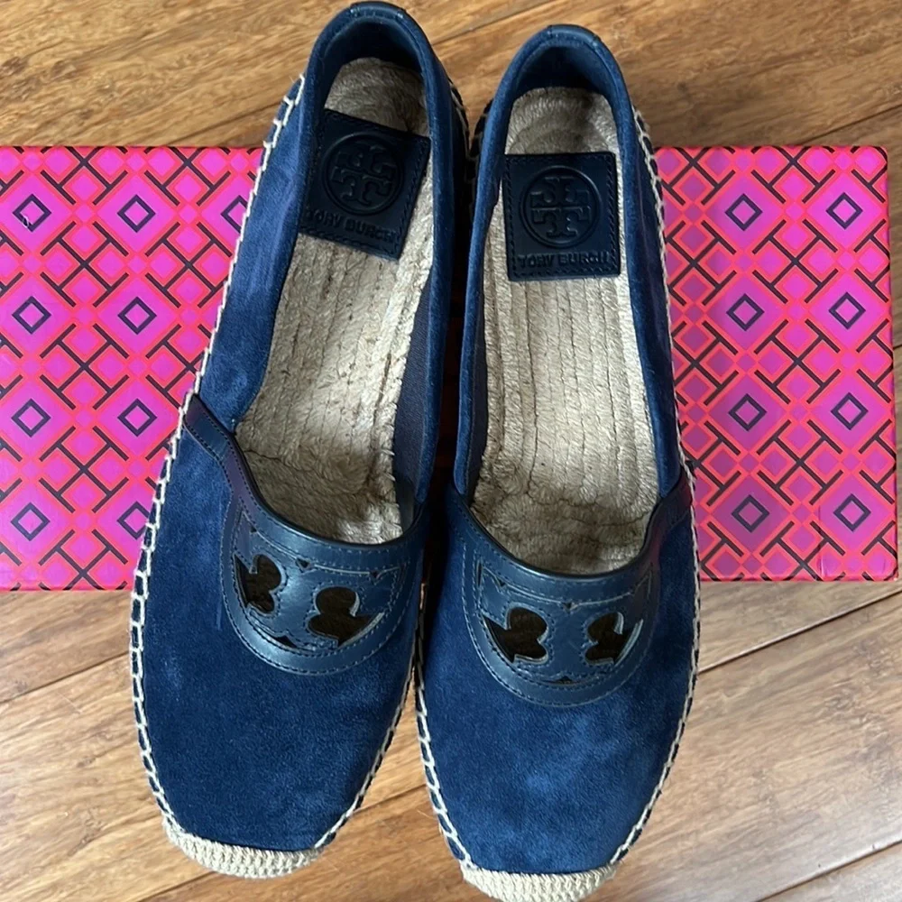 NEW TORY BURCH SIDNEY ESPADRILLE Navy Sz 8